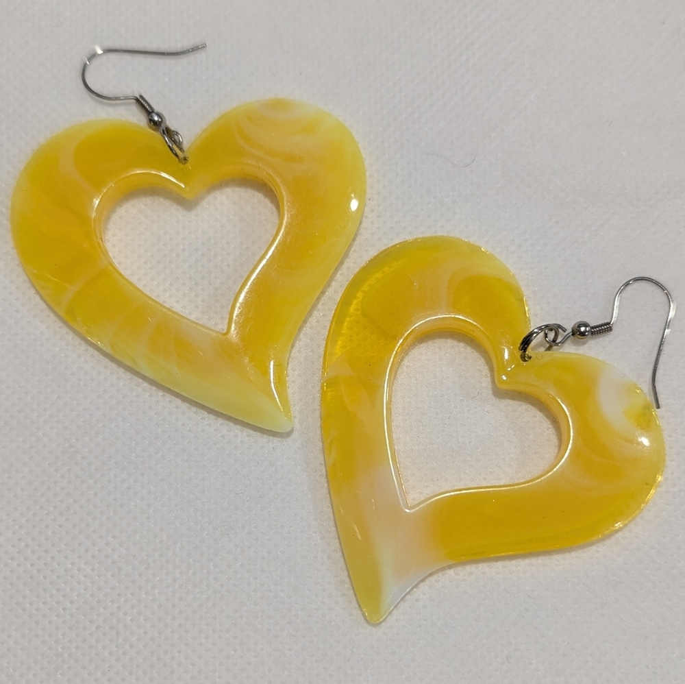 Vintage Large Dangle Heart Earrings